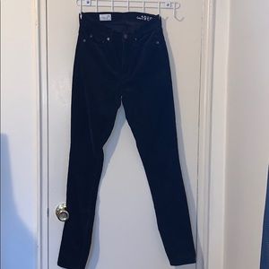 Black high rise skinny corduroy pants